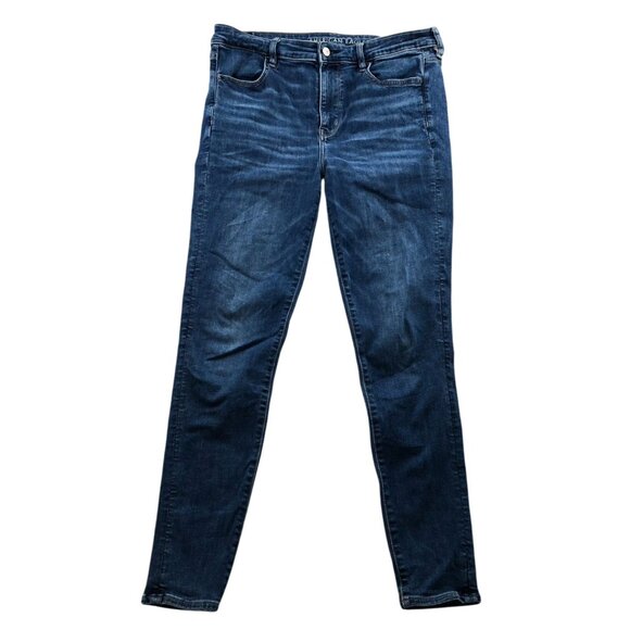 American Eagle Womens Jeans Size 14L Skinny Stretch High Rise Jeggings Blue - Picture 1 of 14
